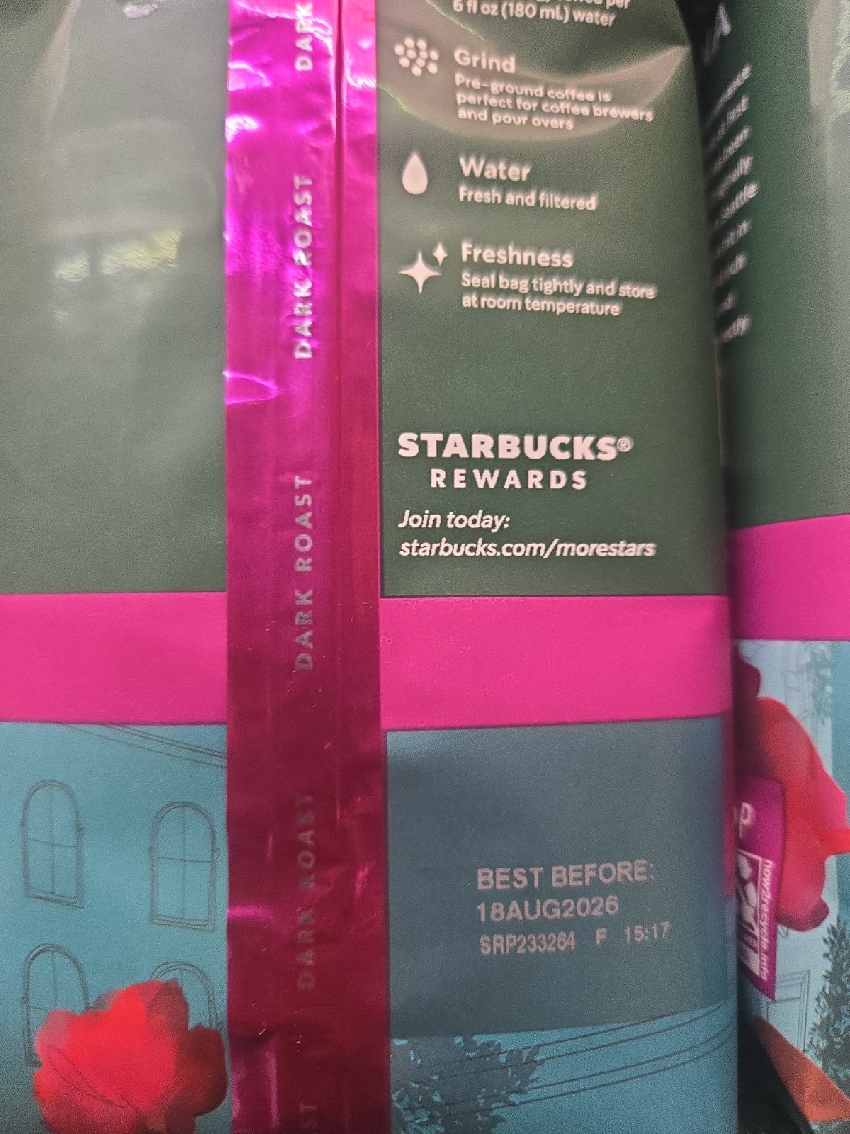 (6 Pack) Starbucks Caffe Verona Coffee 12oz Bag( BB 18AUG 2026)