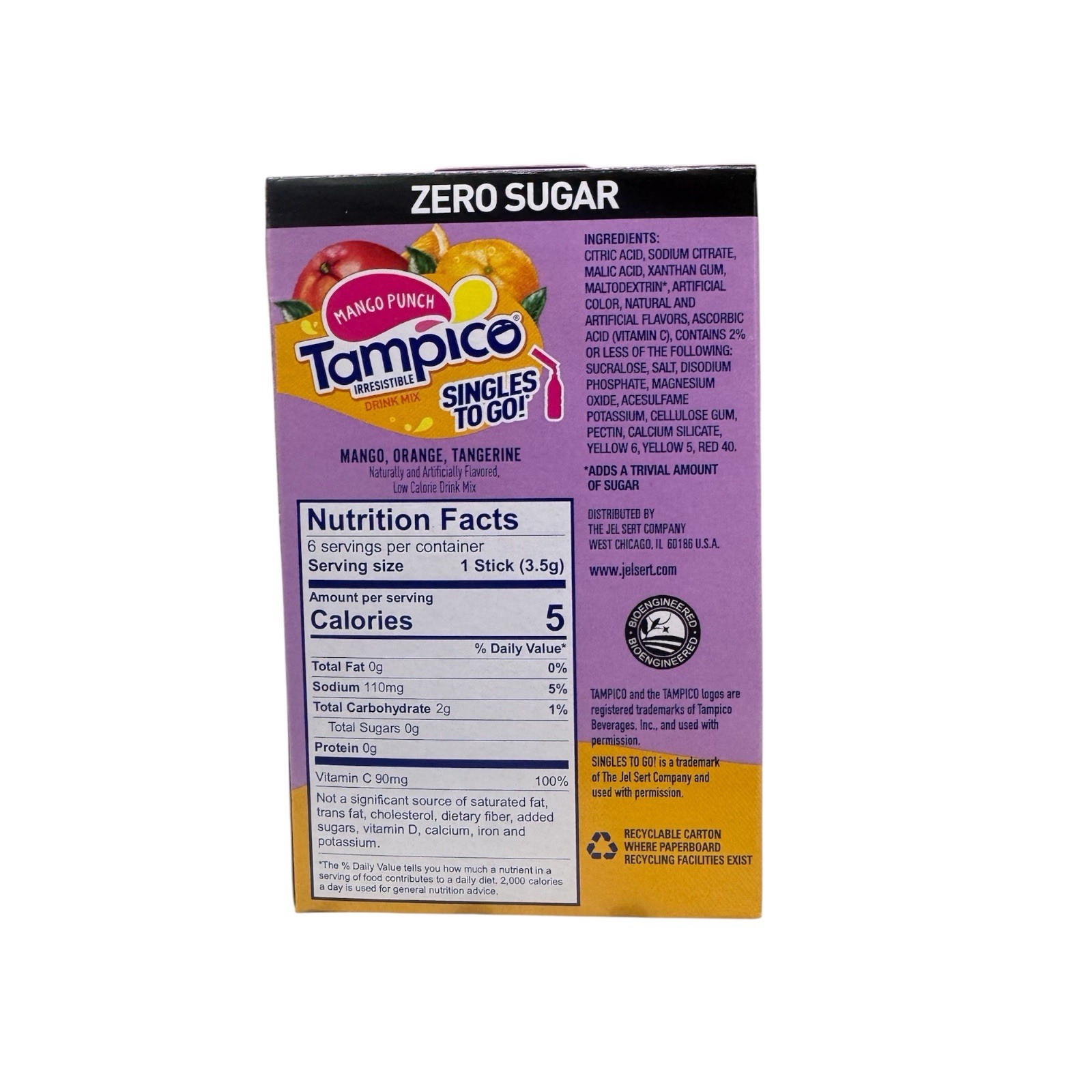 Mango Punch Tampico Singles To Go Drink Mix Packets, Sugar Free (Pack of 6)