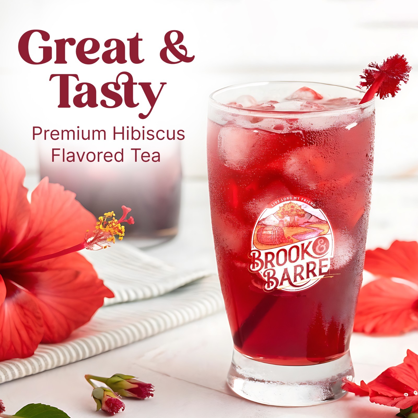 USDA Organic Hibiscus Loose Leaf Tea 1.6lb 25oz Brook & Barrel Glass Jar Herbal