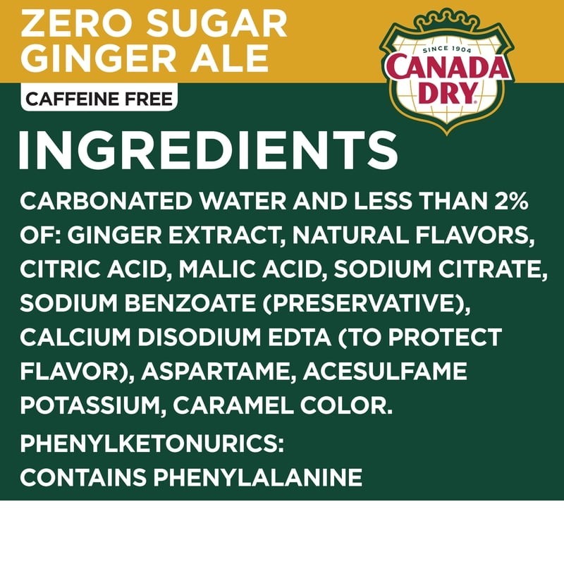 Canada Dry Zero Sugar Ginger Ale Soda, 12 fl oz cans, 12 pack-free shipping