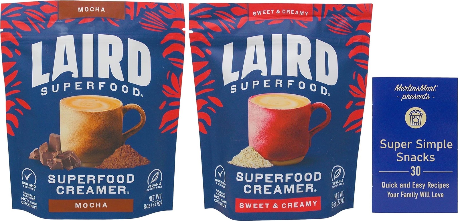 Laird Superfood Creamer 2 Flavor Variety (1) Each: Mocha with Cacao, Original Sw