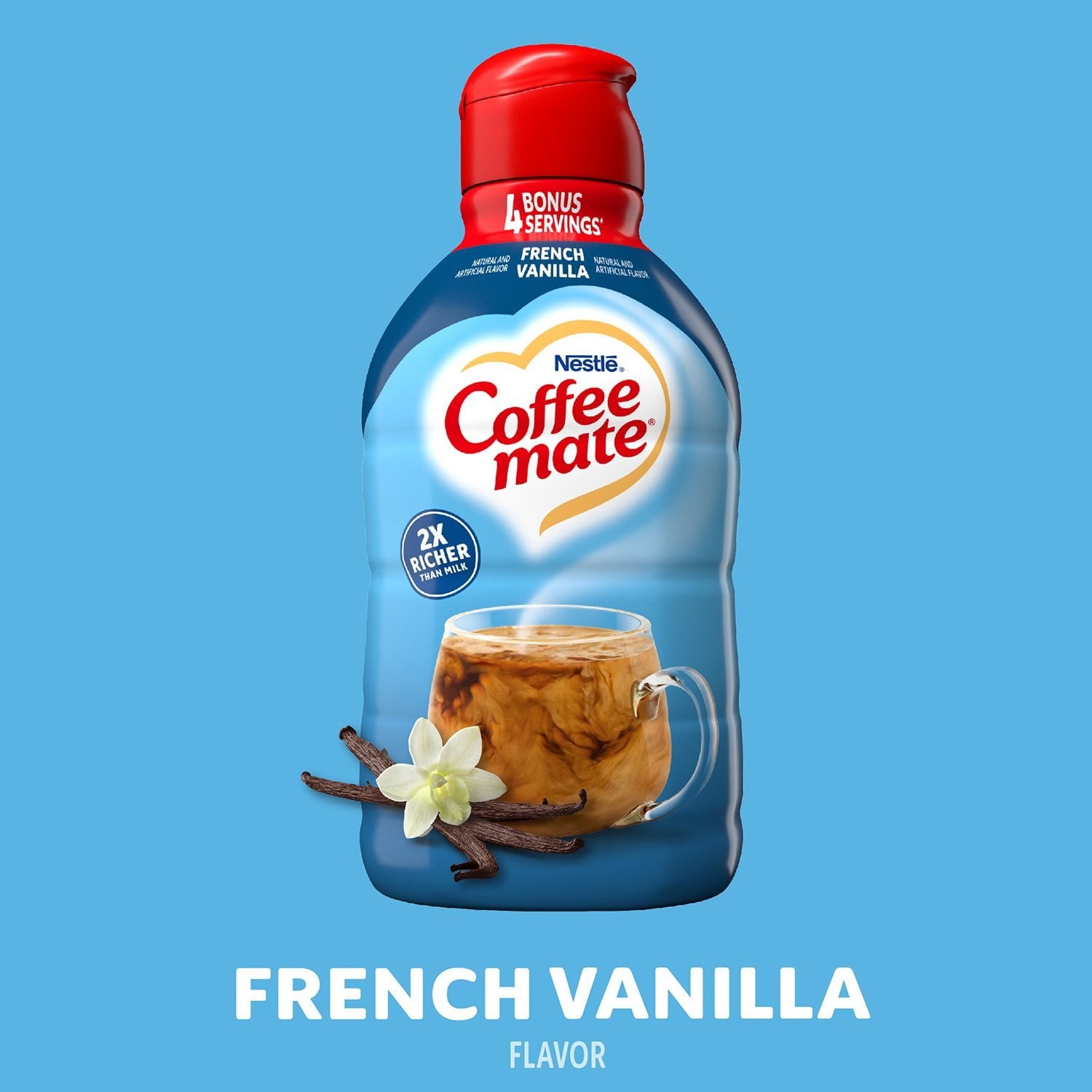 Nestle Coffee mate Liquid Non-Dairy Refrigerated Coffee Creamer, French Vanilla.