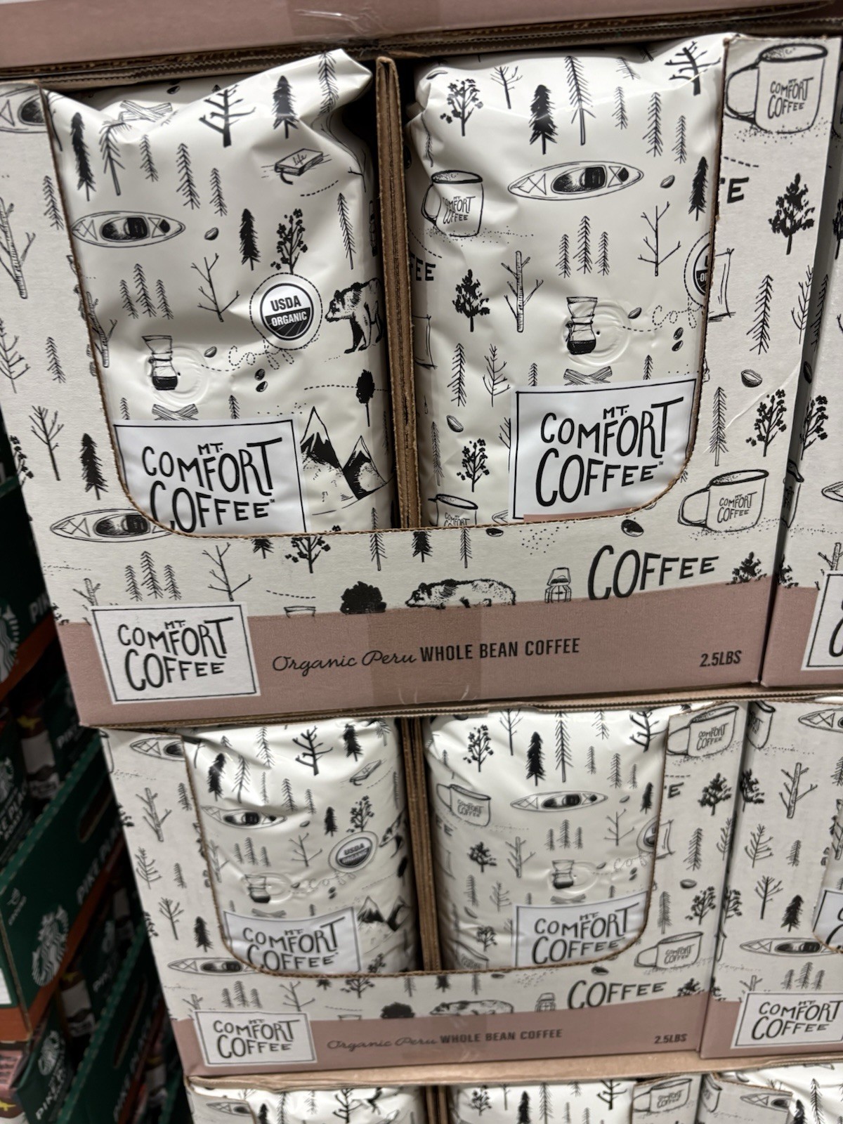 2 Pack Mt. Comfort Organic Peru Medium Roast Whole Bean Coffee 2.5lb Bags Fresh