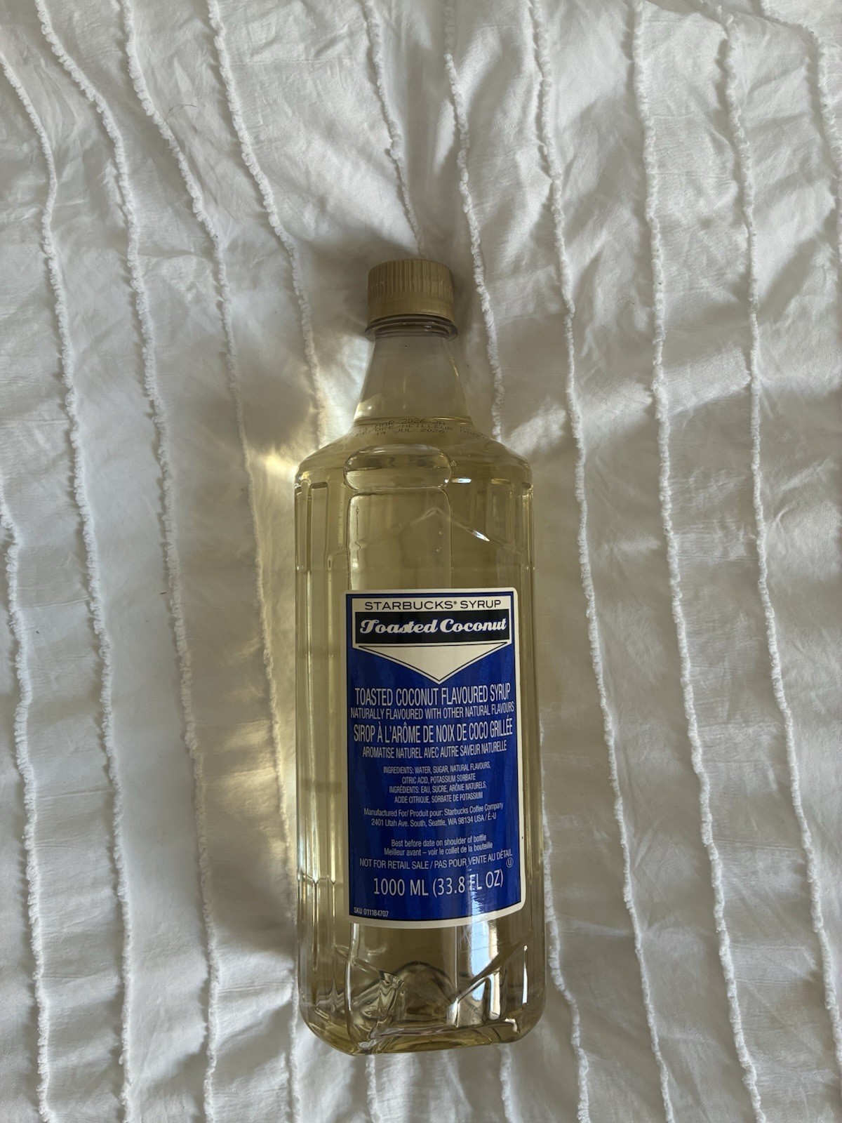Starbucks Toasted Coconut Starbucks Syrup 1 L Bottle 33.8 oz BB JULY2026