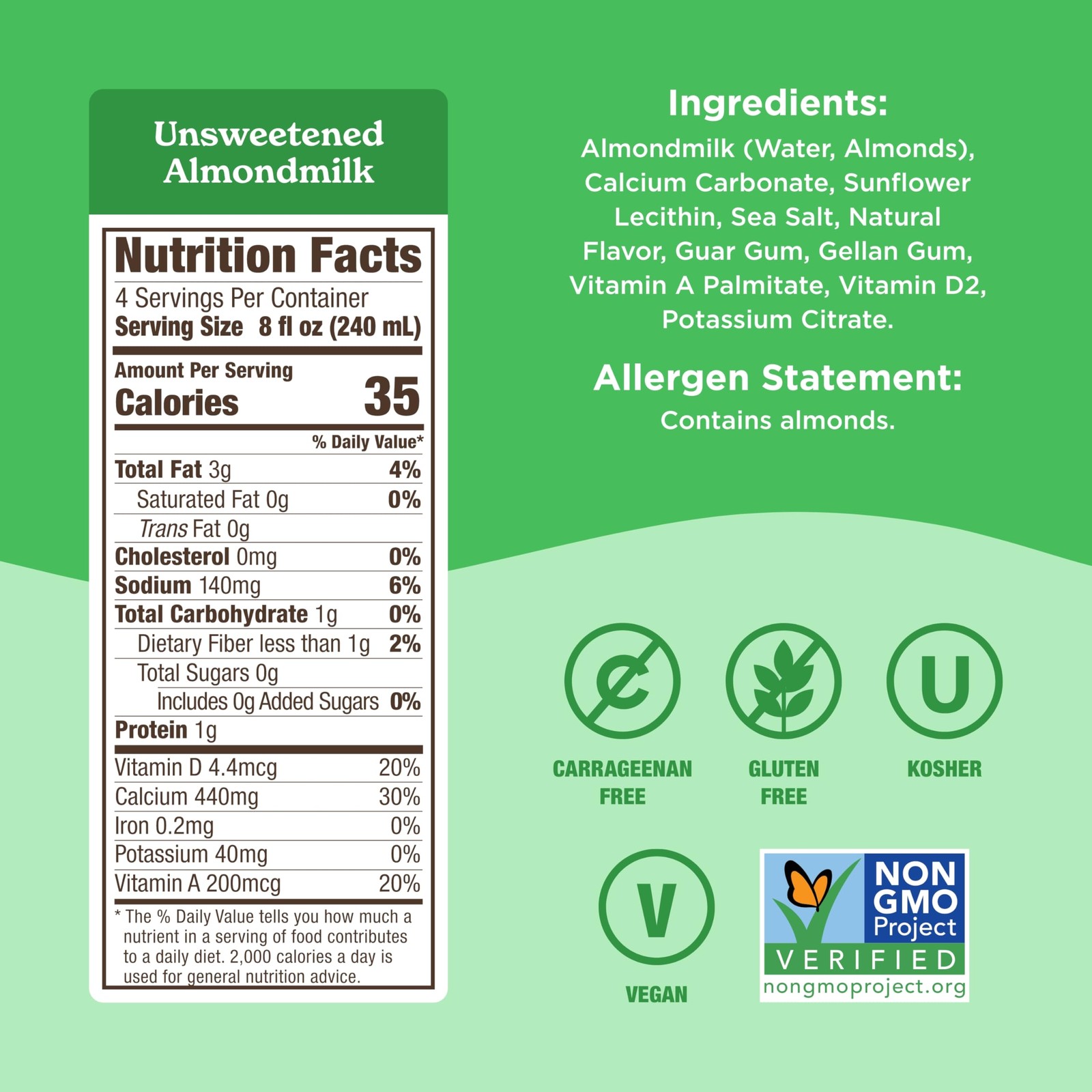 Unsweetened Almond Milk 32oz (6 Pack) Dairy-Free Vegan Keto Non-GMO Gluten-Free
