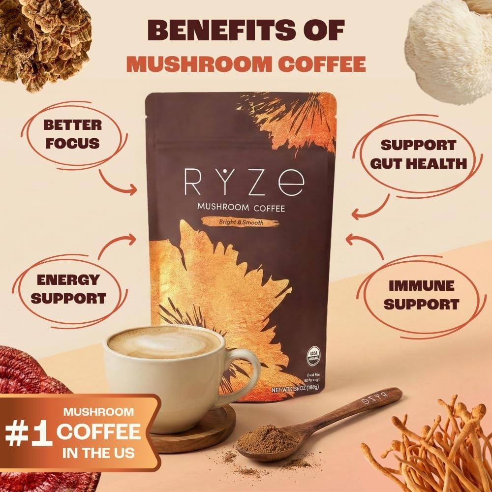 Ryze Mushroom Coffee Brown