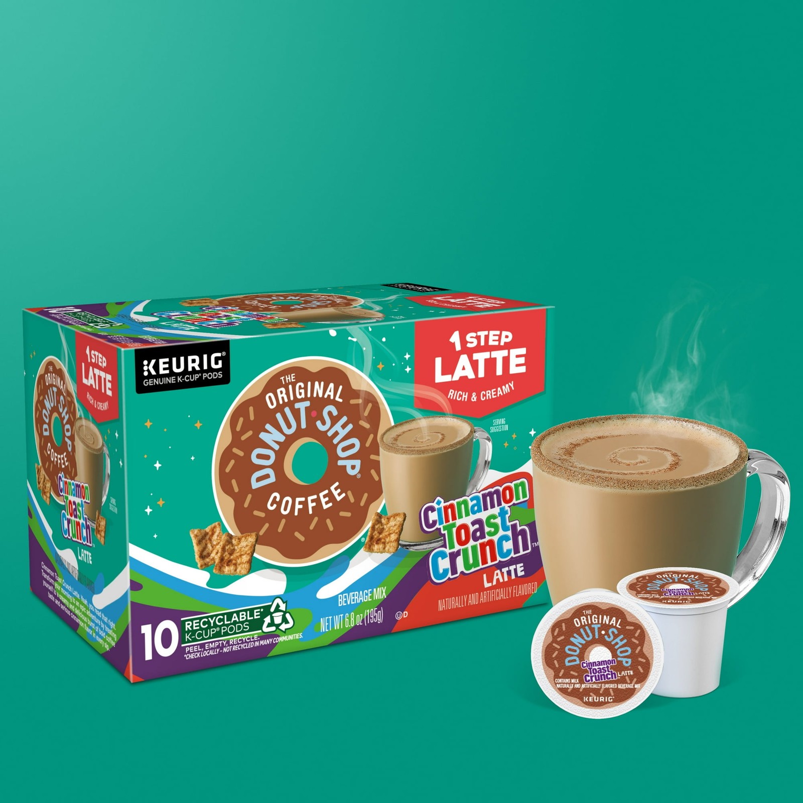 The Original Donut Shop, One Step Cinnamon Toast Crunch Latte K-Cup Coffee Pods,