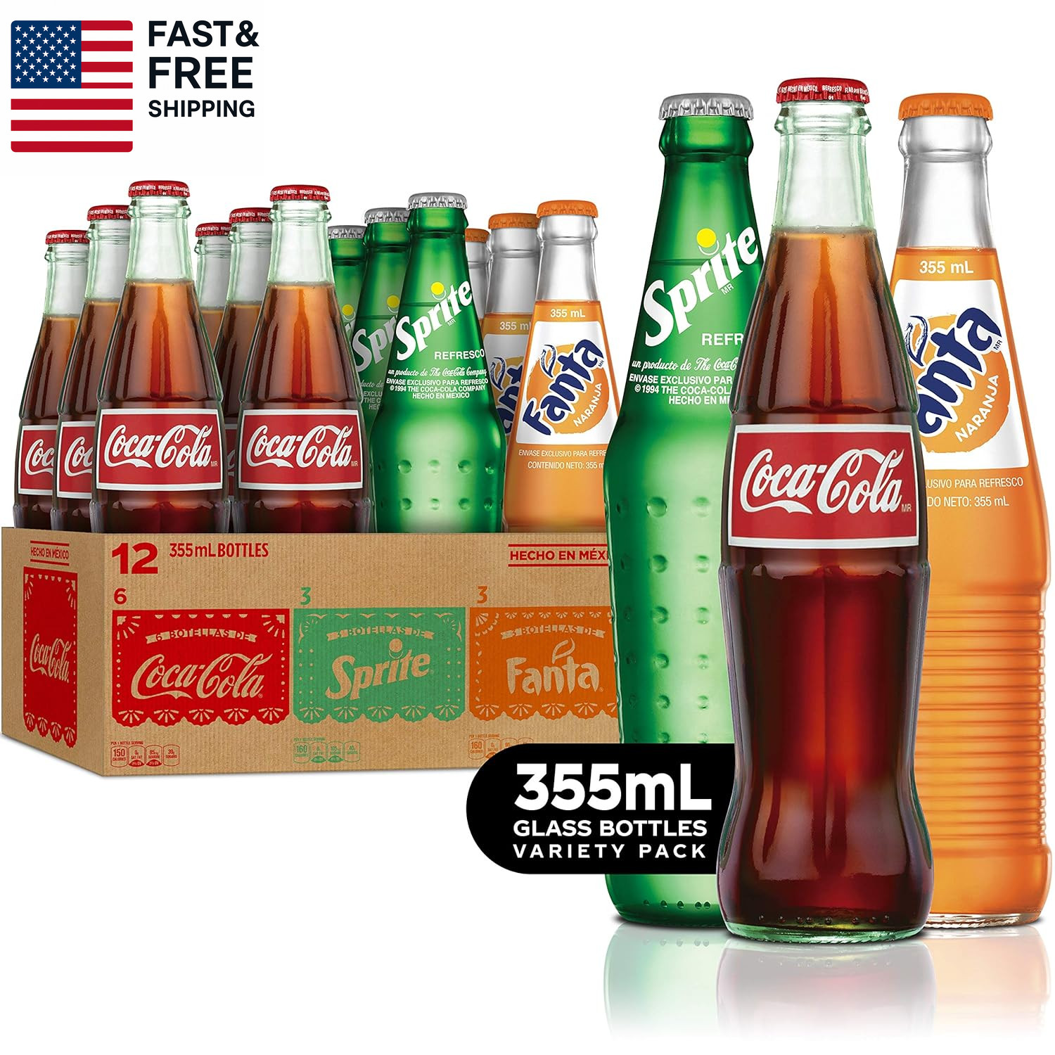 Mexican Coke Fiesta Pack, 12 Fl Oz Glass Bottles, 12 Pack