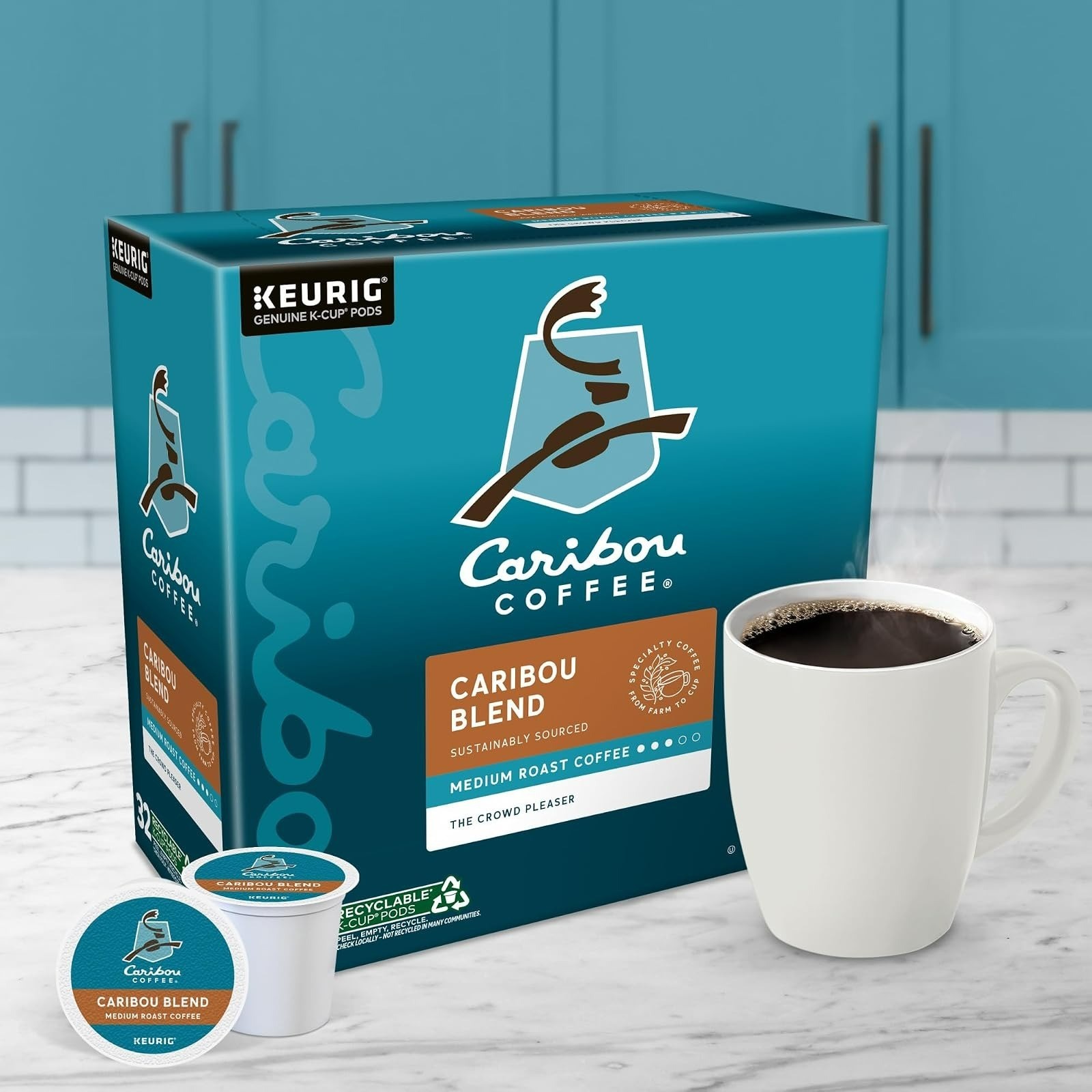 Caribou Coffee Caribou Blend K-Cup Pods Medium Roast 32 Count