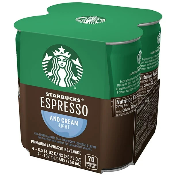 Starbucks Ready to Drink Coffee, Espresso & Cream Light , 6.5oz Cans 12 Pack