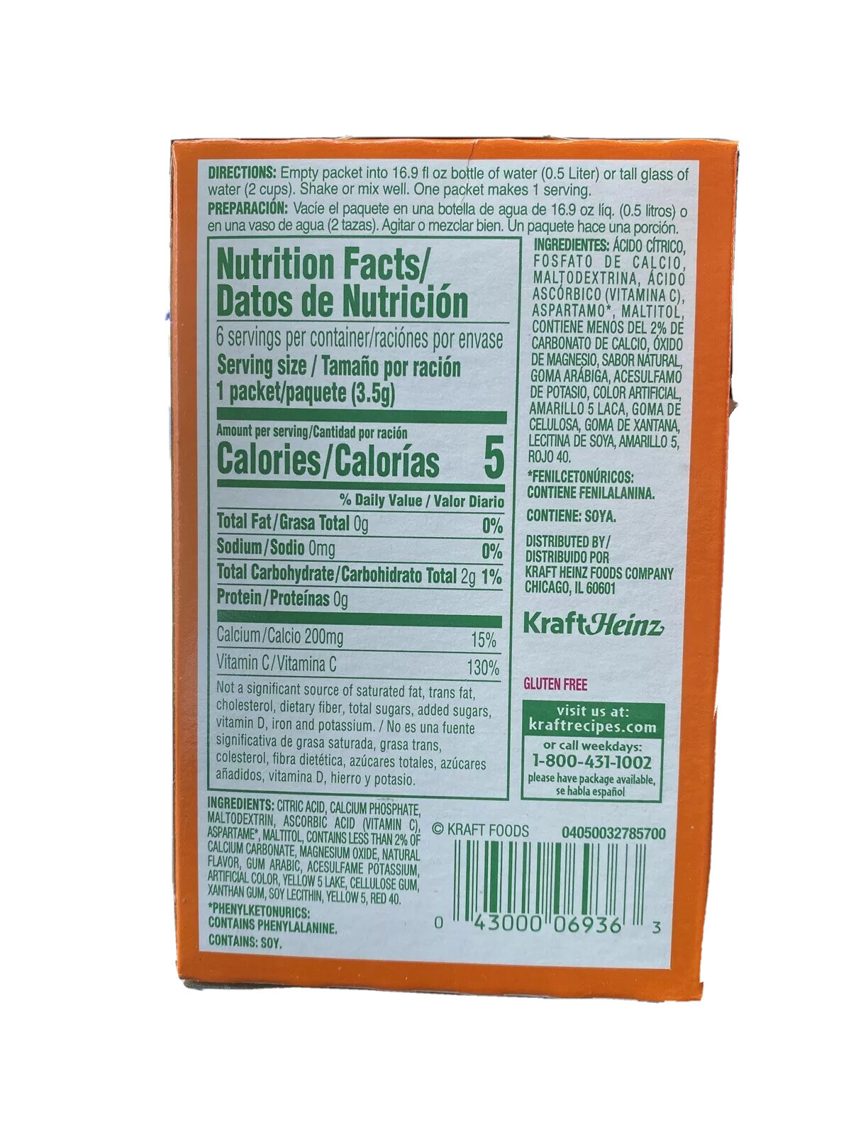 Tang Orange Singles Drink Mix Zero Sugar 6 Boxes (36 Packs) Best by 2025