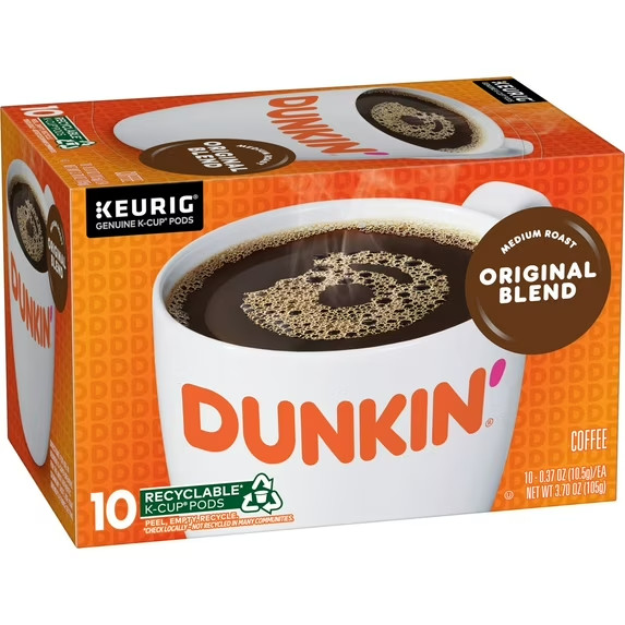 Dunkin’ Original Blend Coffee, Medium Roast, Keurig K Cup Pods, 10 Count Box