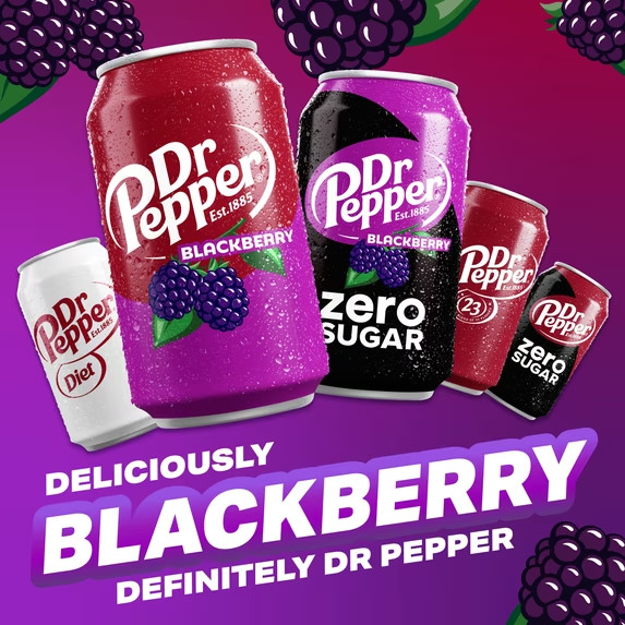 Dr Pepper Blackberry Soda Pop 12 fl oz 12 pack cans – Free Shipping