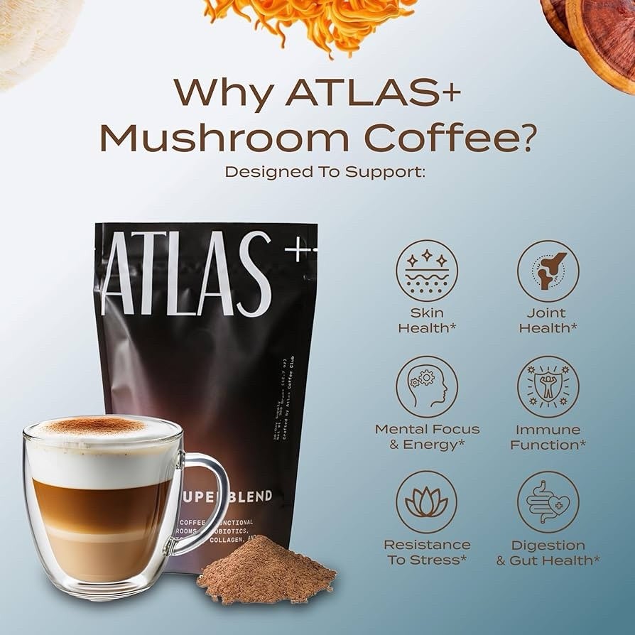 Atlas+ Coffee Superblend– Instant Mushroom Coffee with Lion’s Mane Exp ‘27-28