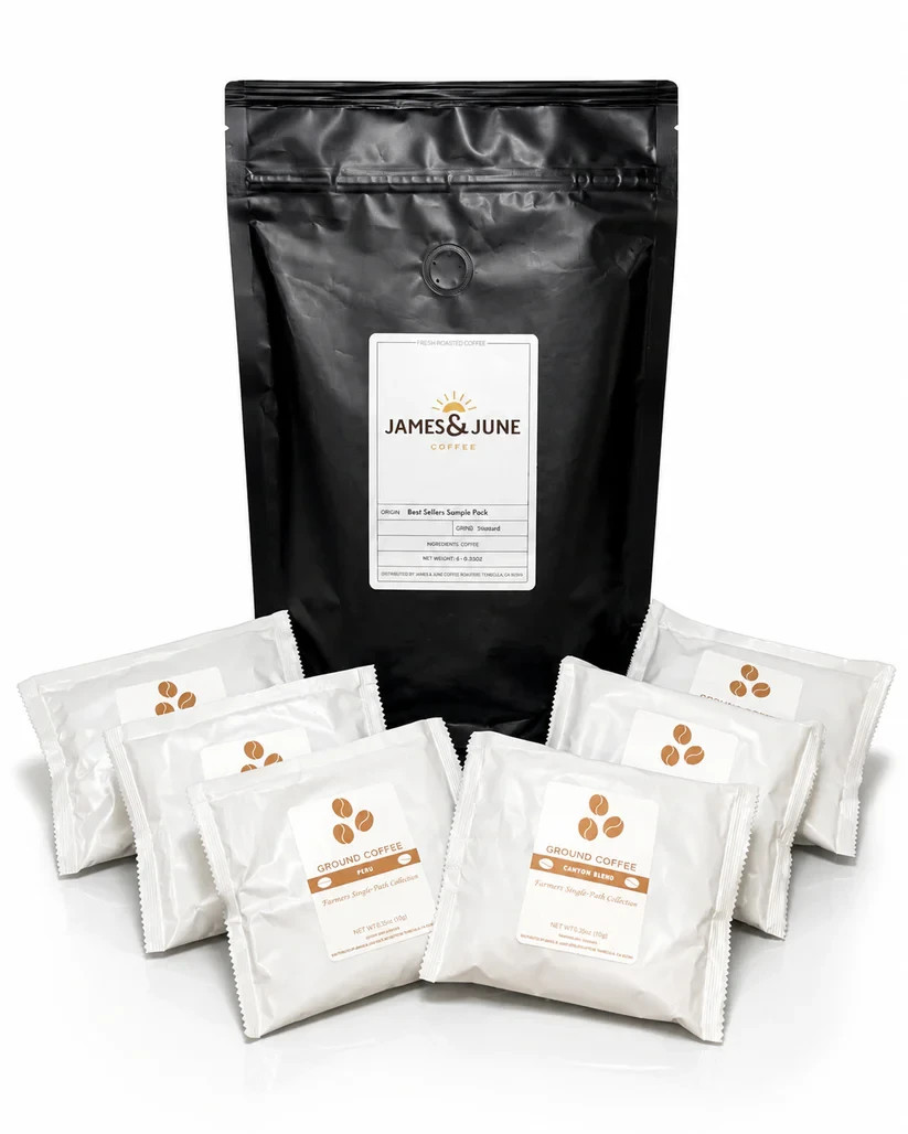 Fresh Roasted Flavored Coffee Sample Pack 6 Gourmet Coffees James & June