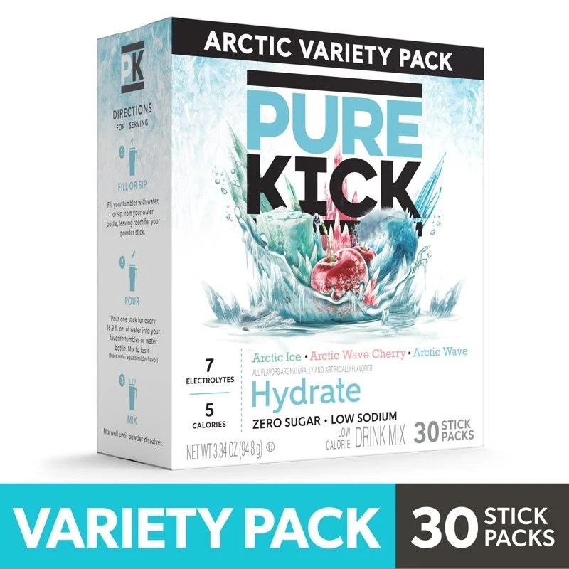 Pure Kick Arctic Variety pack Singles to Go Powdered Drink Mix, Arctic Wave, Arc