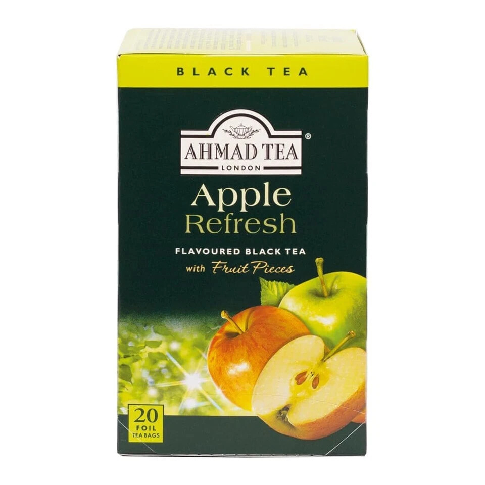 Ahmad Tea Apple Refresh Black Tea Bags Naturally Caffeinated Sugar Free 20 Ct