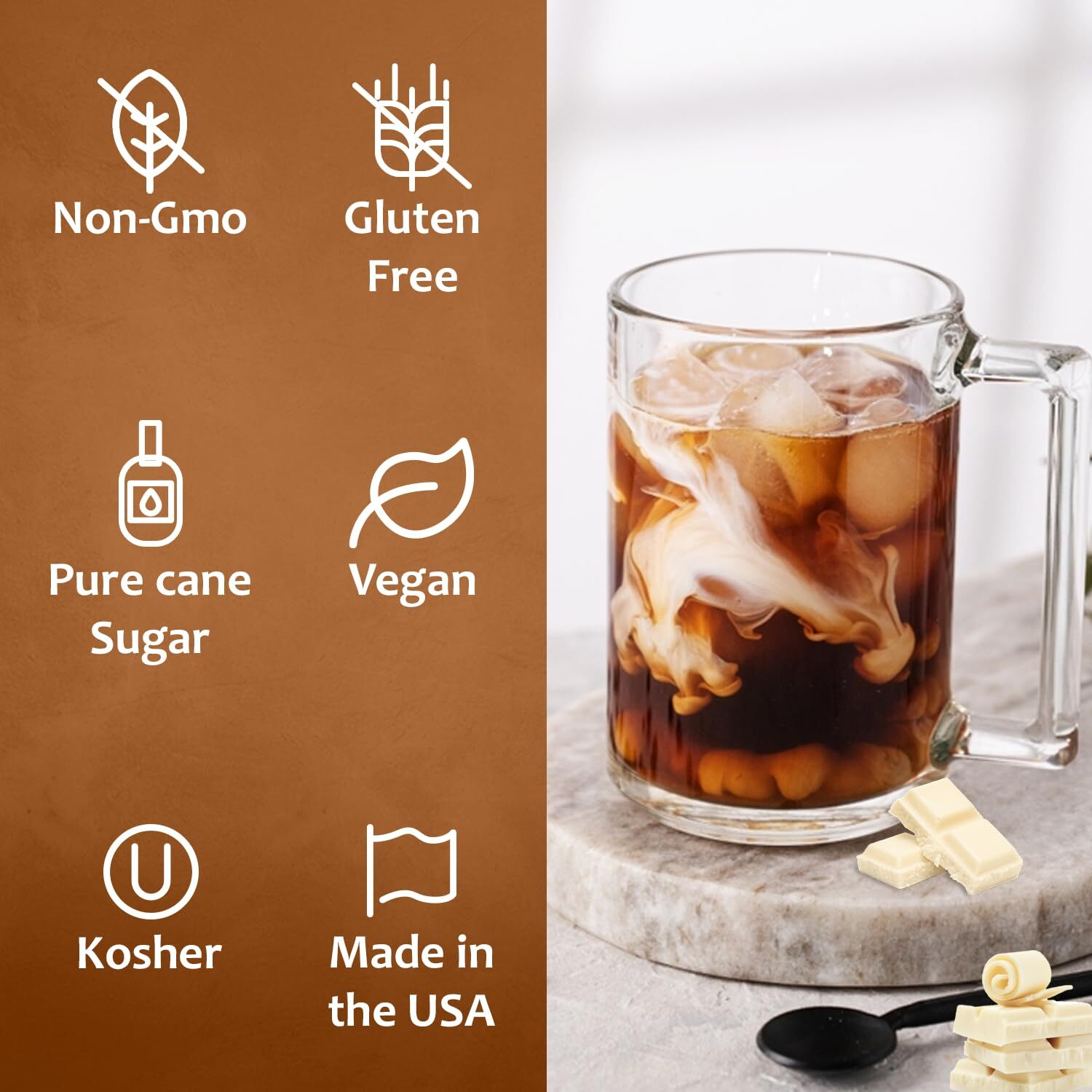 Syruvia White Chocolate Coffee Syrup 25.4 fl oz, Kosher, Gluten-Free