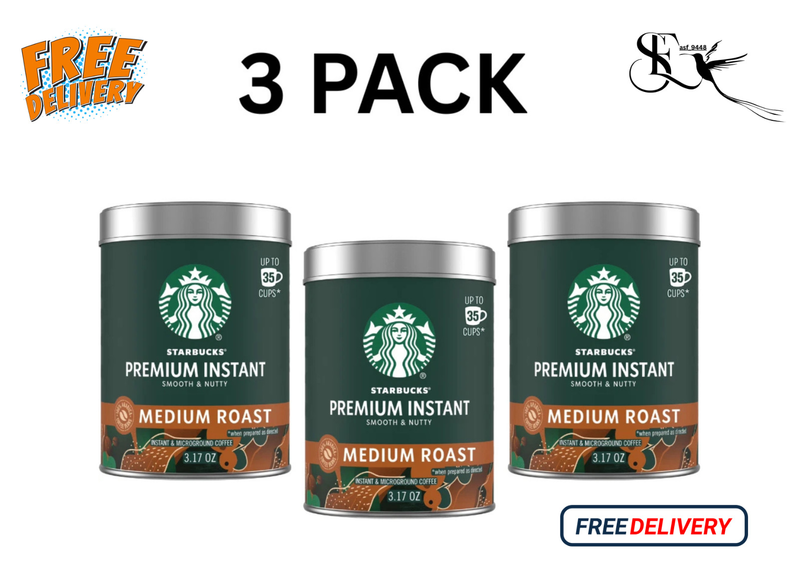 Starbucks Instant Coffee Medium Roast 3 Pack 3.17oz 100% Arabica Rich