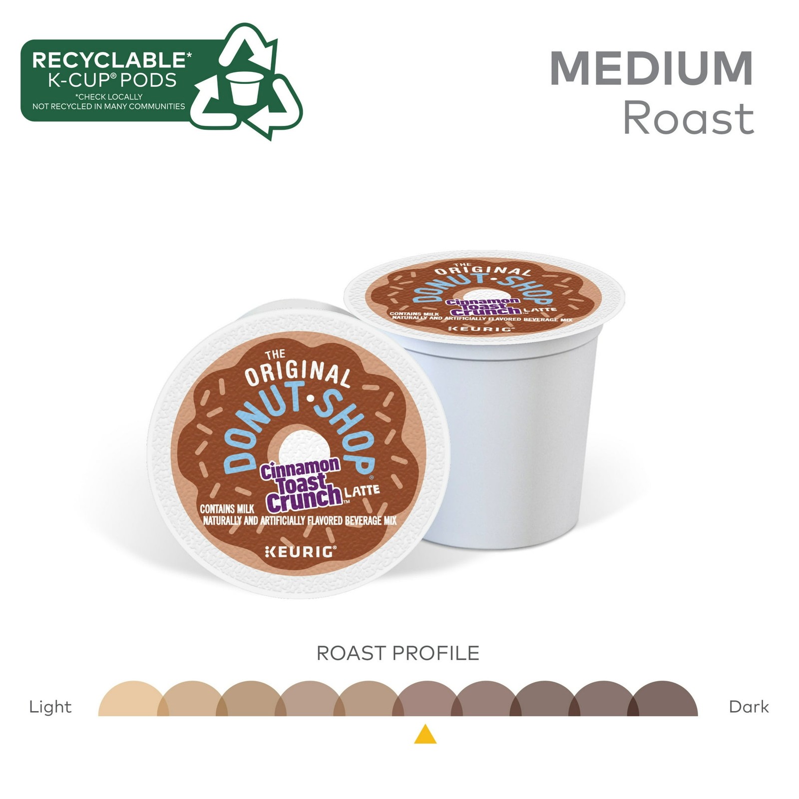 The Original Donut Shop, One Step Cinnamon Toast Crunch Latte K-Cup Coffee Pods,