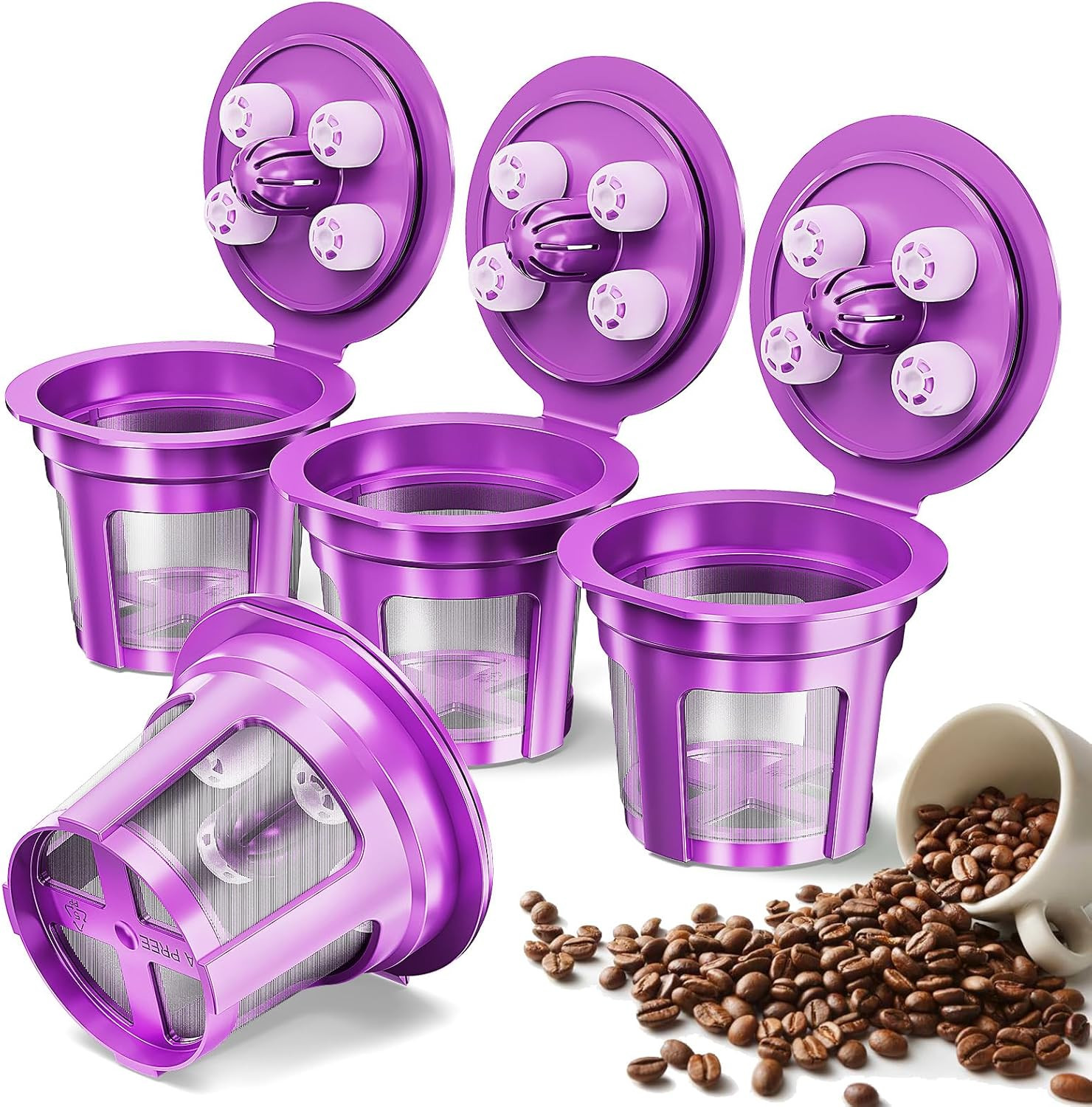 Universal Refillable Coffee Pods with 5 Holes, Suitable for K Cups, Refillable C