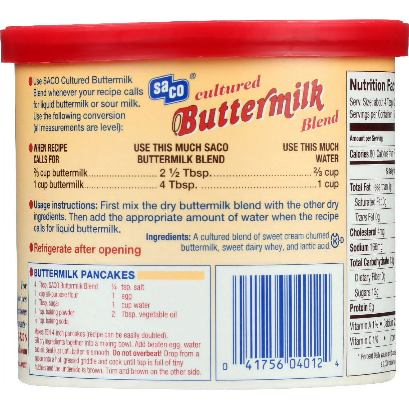 (2 pack) The Saco Pantry Cultured Buttermilk Blend Powder, 12 oz Tub, Gluten-Fre