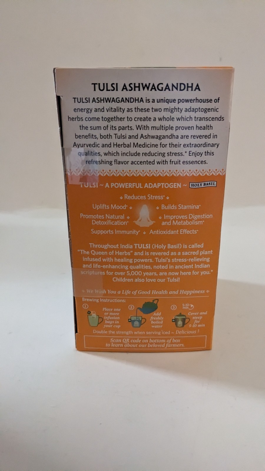 Organic India TULSI ASHWAGANDHA Herbal Tea Stress Relief 6 Boxes 108 bags BB7/27