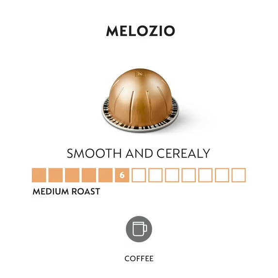 Nespresso Capsules Vertuo, Melozio, Medium Roast Coffee, 30-Count Coffee Pods