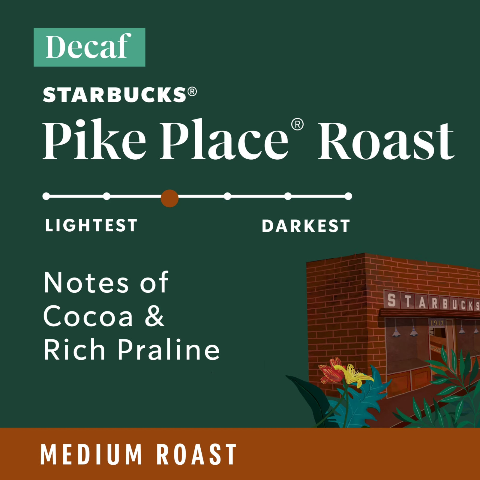 Starbucks Decaf Pike Place Roast, Ground Coffee, Medium Roast, 12 oz