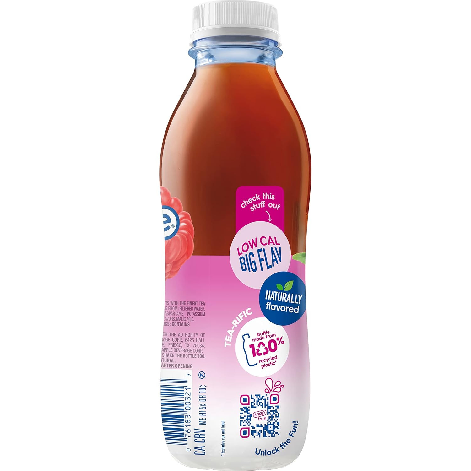Zero Sugar Raspberry Tea, 16 Fl Oz Recycled Plastic Bottle, Pack of 12