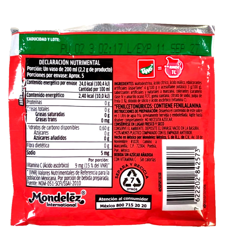 8-Pk Tang Manzana Apple Drink Mix — 11g Packet | Imported from Mexico