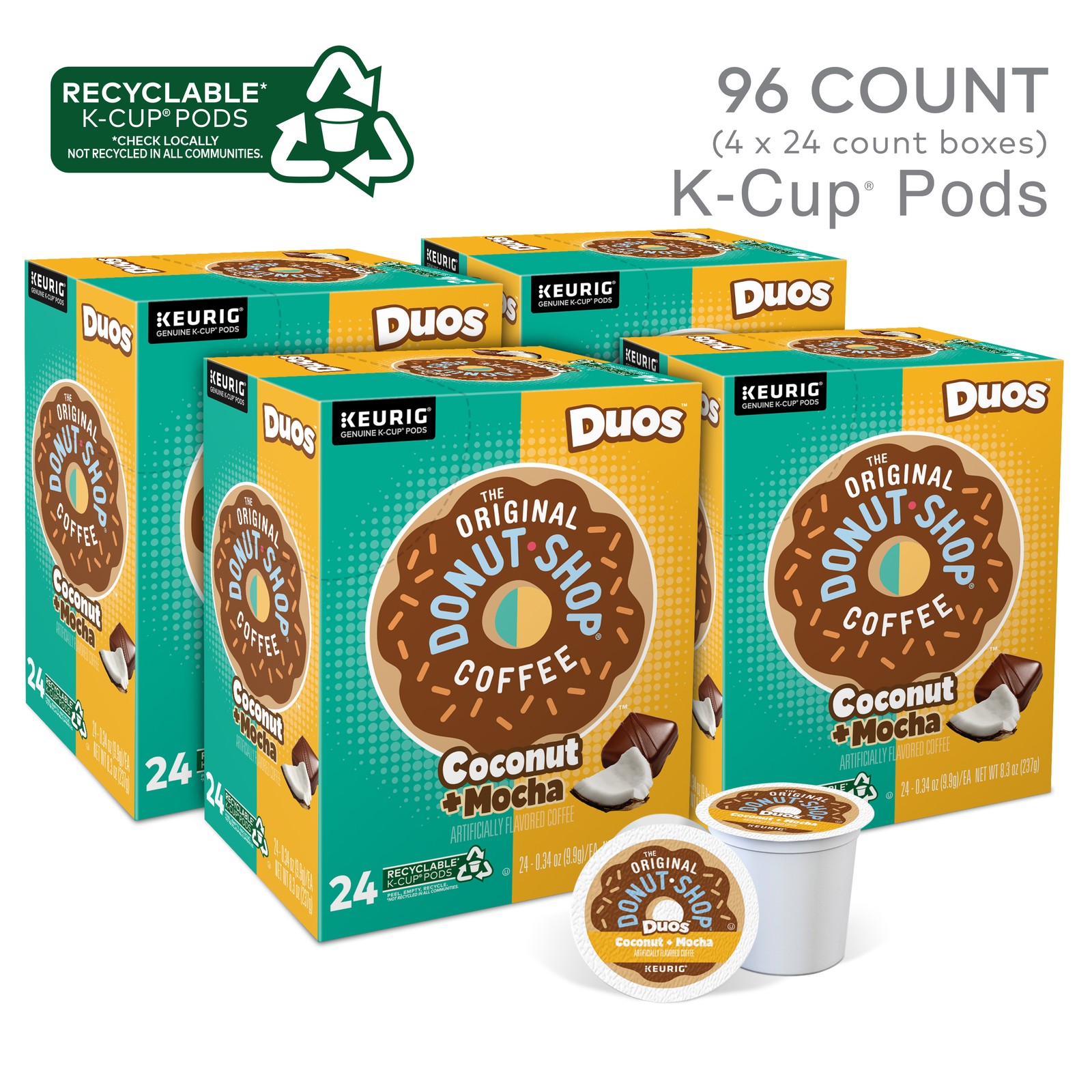 The Original Donut Shop Coconut Mocha Coffee Keurig K-Cup Pod, Medium Roast 96ct