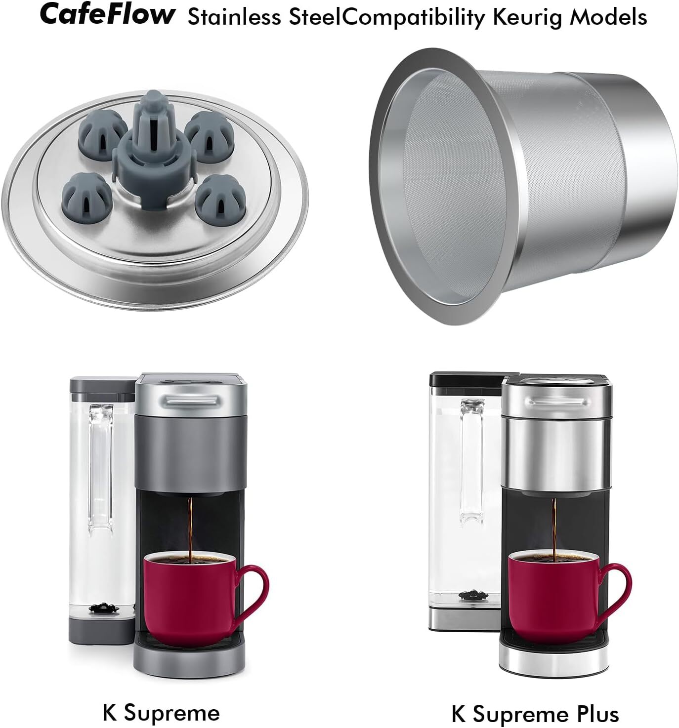 Update Reusable K Cups for Keurig K Supreme | Refillable K Cups with Adapter for