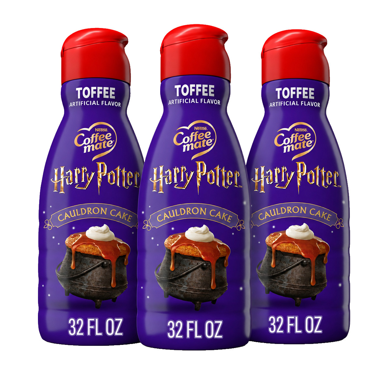Coffee Mate Harry Potter Toffee Non-Dairy Liquid Coffee Creamer, 32 fl oz 3 Pack