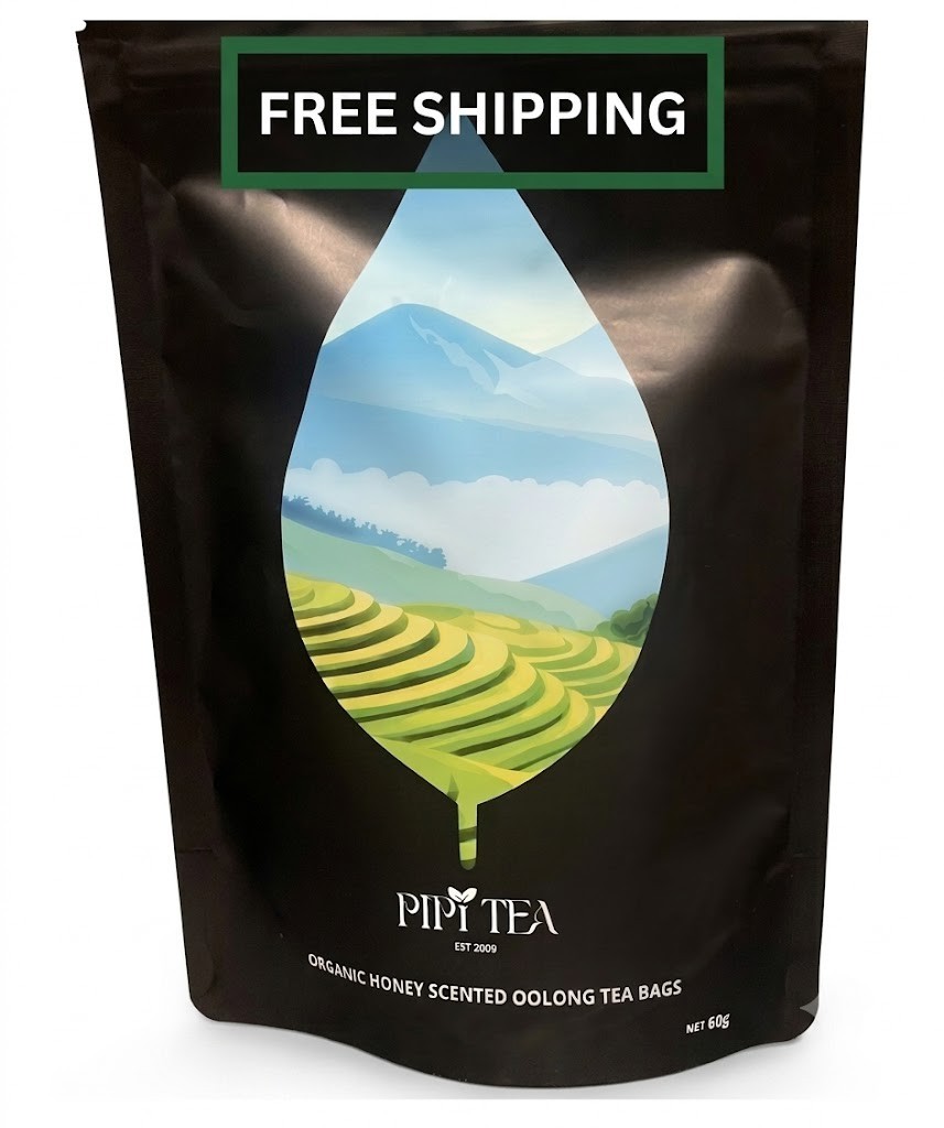 PIPI TEA Organic Honey Scented Oolong Tea Bags, 60g (20 Count) 4 pc