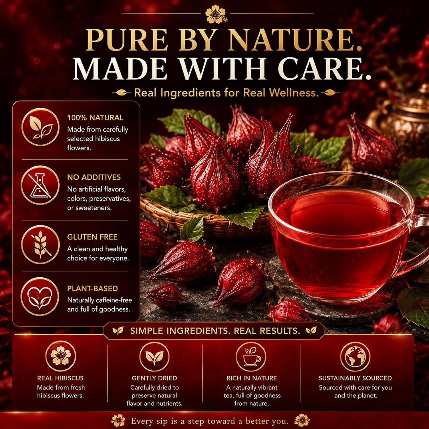 Premium 80 Hibiscus Flower Tea Bags (Flor De Jamaica) – 100% Natural, Tart & Ref