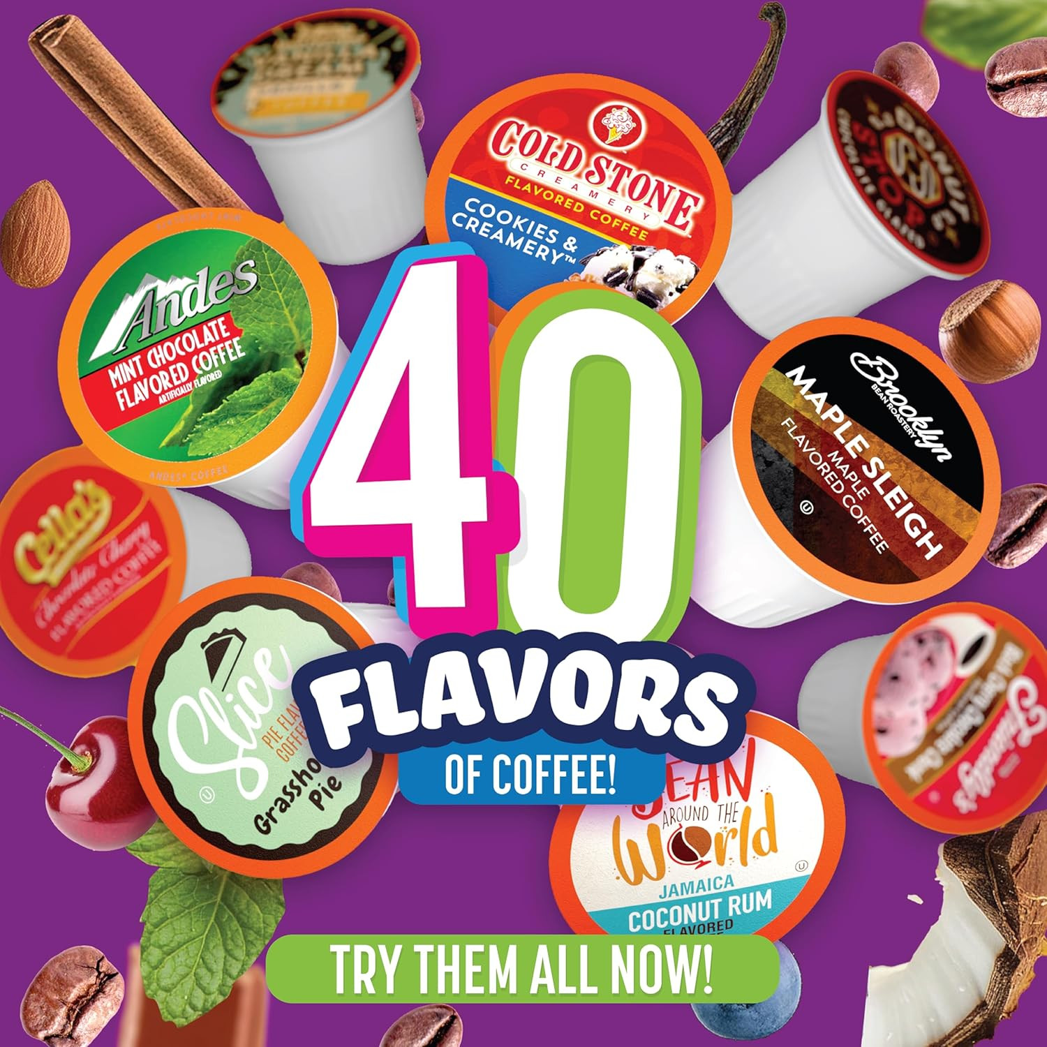 Two Rivers Flavored Coffee Variety Pack 40 Ct – Compatible With Keurig