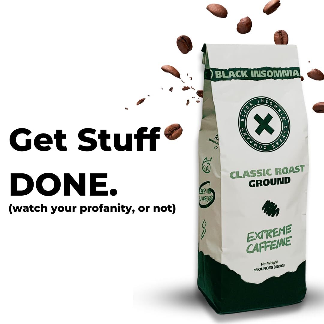 3lb -Black Insomnia Extreme Caffeine Ground Coffee – Strongest High Caffeinated