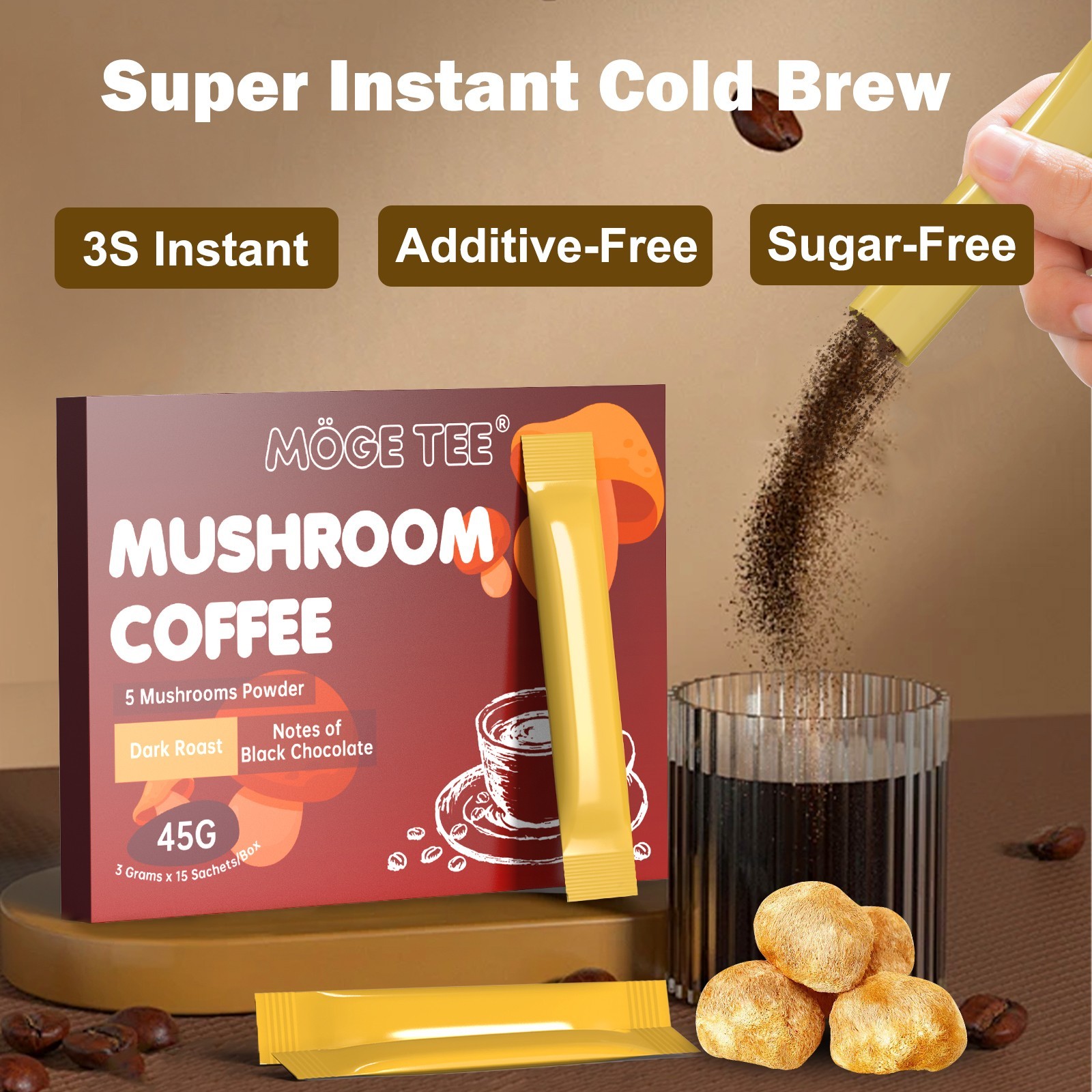 Organic Mushroom Coffee – Coffee for Better Energy – 30 Sachets US Free Shipping