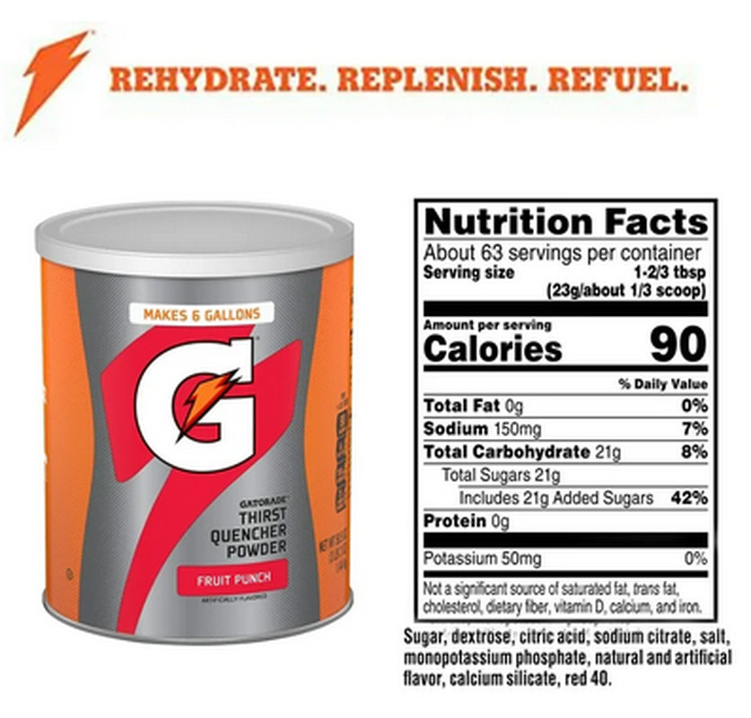Gatorade Thirst Quencher Fruit Punch Sports Drink Mix Powder, 51 oz Canister