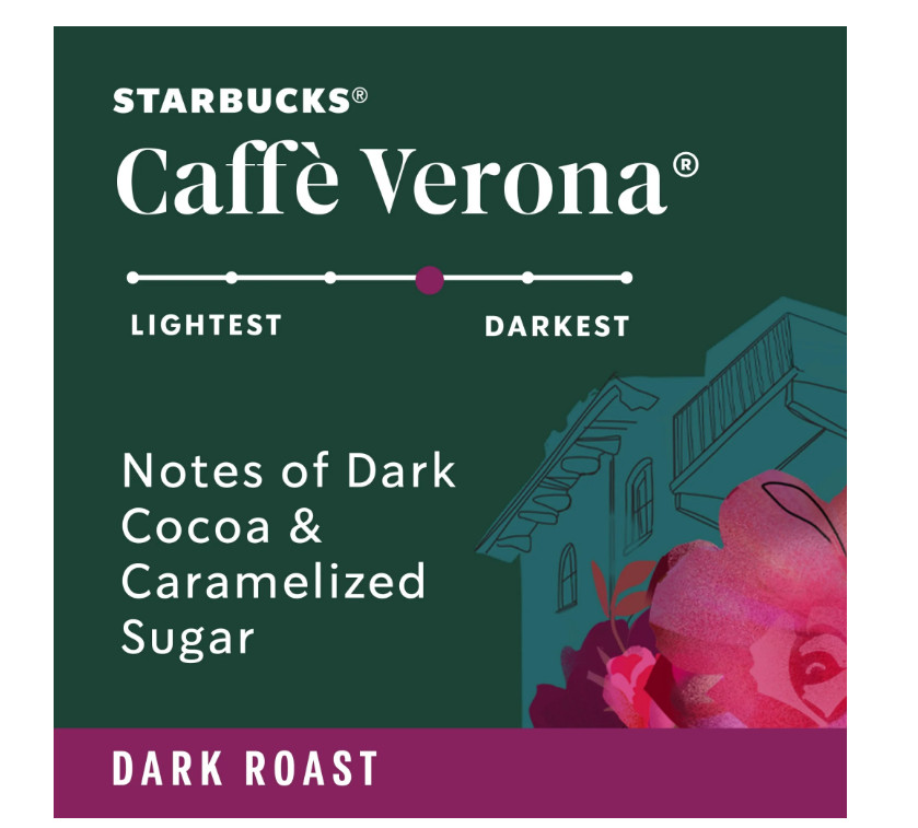 Starbucks Caffè Verona,Ground Coffee,Dark Roast Hot or Iced Coffee, 12 oz.