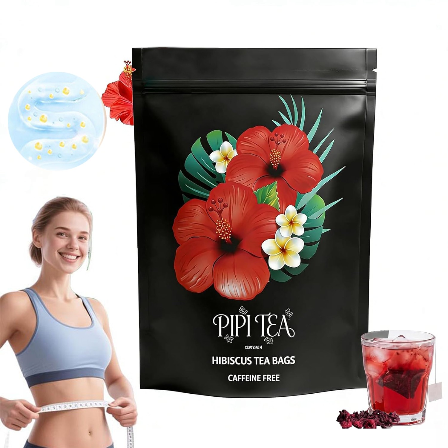 PiPi Tea Organic Hibiscus Tea Bags – Caffeine Free Herbal Tea Rich in Antioxi