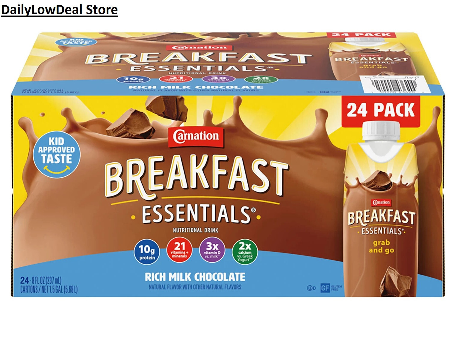 Carnation Breakfast Essentials Ready To Drink, Rich Milk Chocolate 8 oz 24-PACK