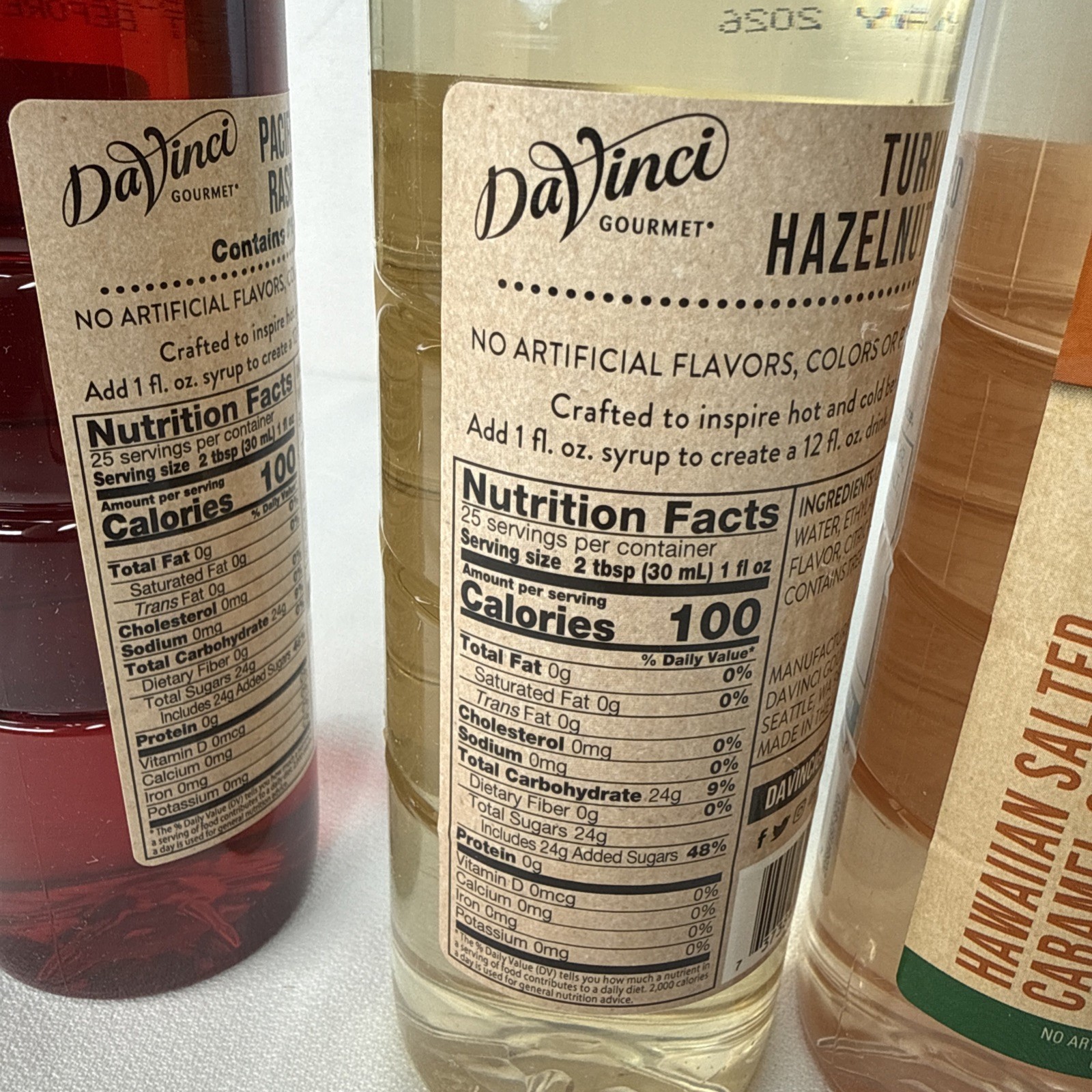 4 PC DaVinci Gourmet Syrups (Vanilla, Salted Caramel, Hazelnut, Raspberry)