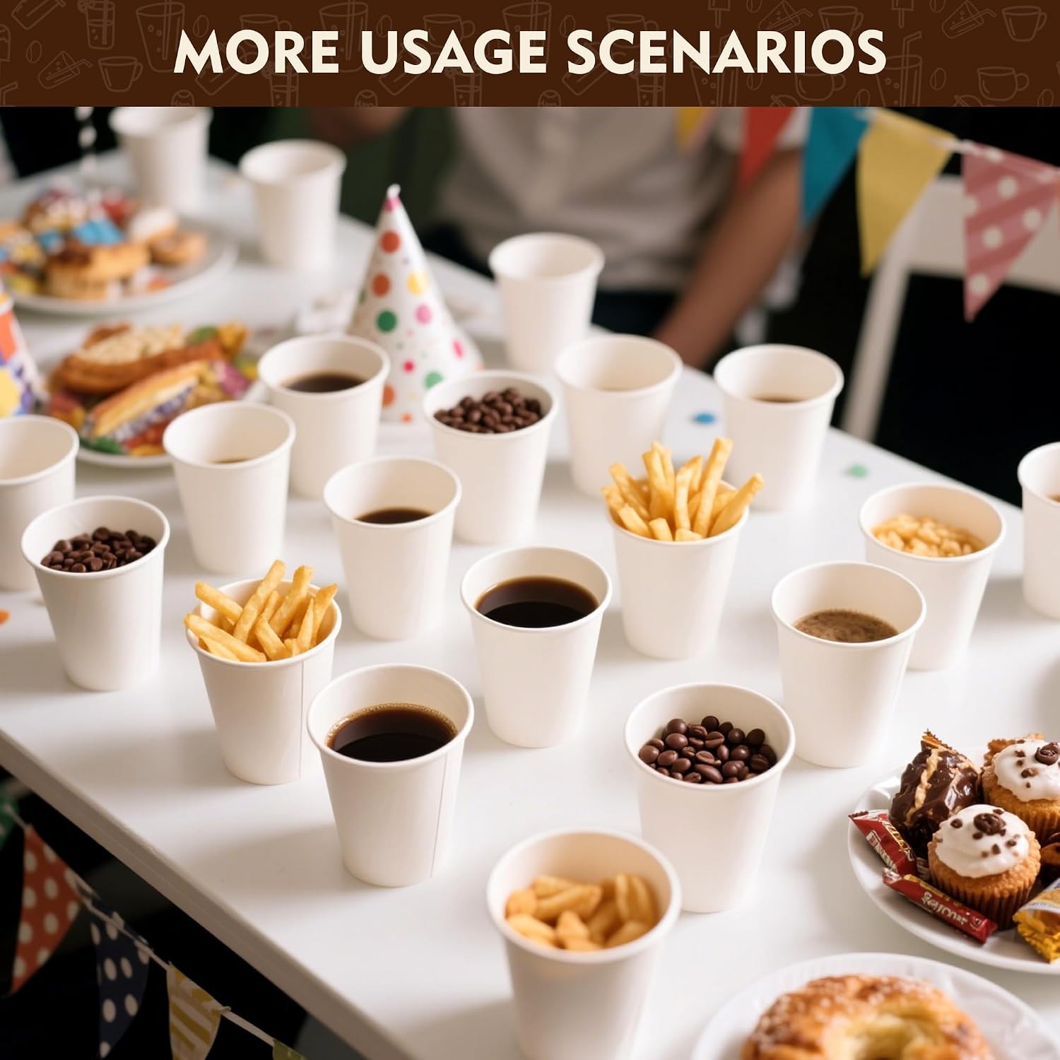 3 oz 100 Pack Disposable Paper Coffee Bathroom Cups, Small White Mouthwash Cup