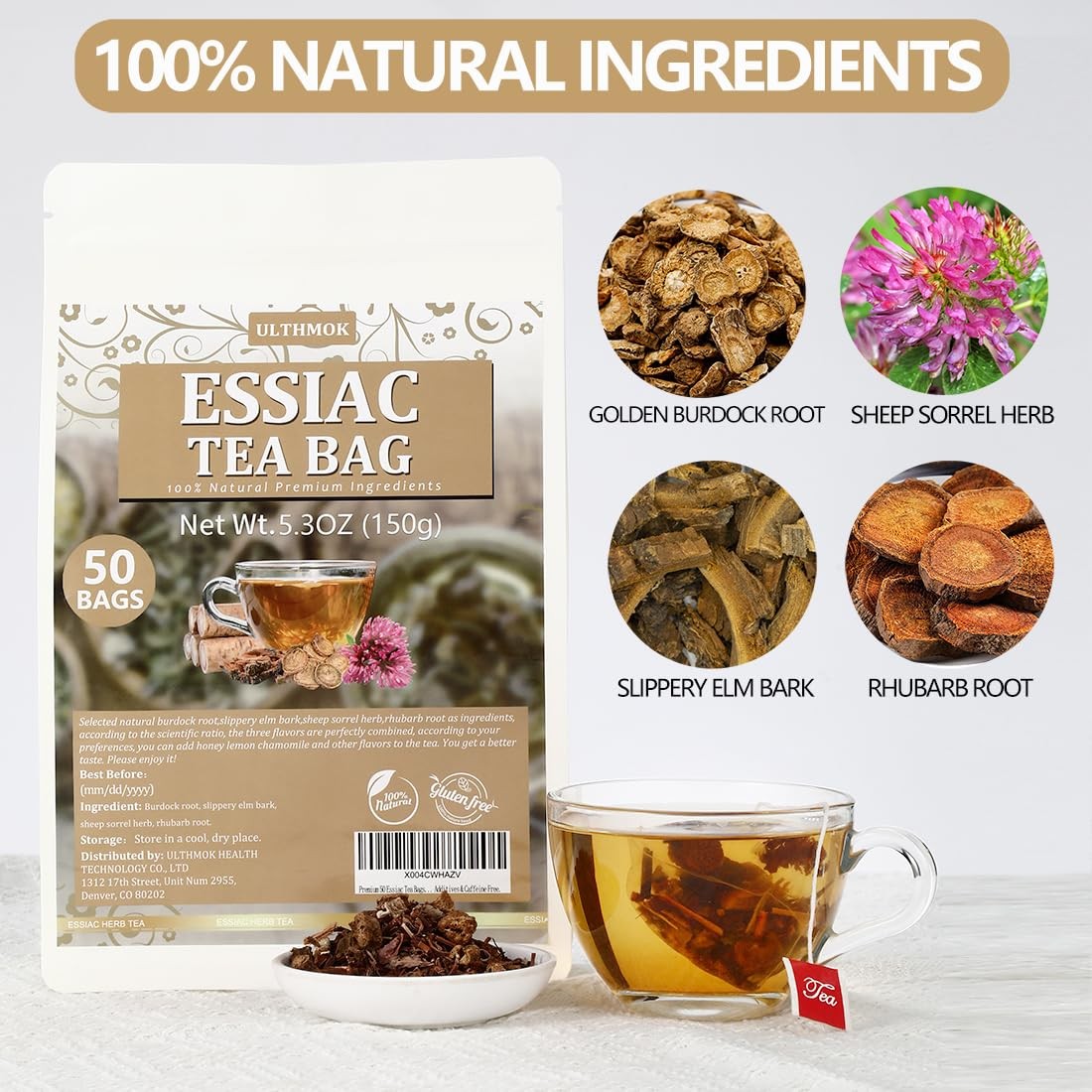Essiac Tea Bags 50 Count Wellness Blend Natural Ingredients Caffeine Free