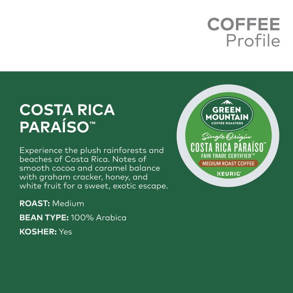 Costa Rica Paraiso Coffee, Keurig K-Cups, Medium Roast, 96 count
