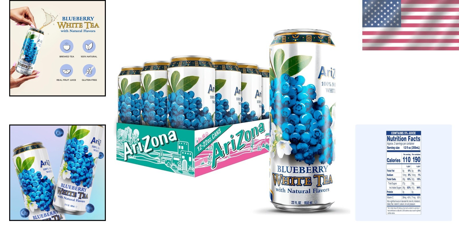 Refreshing 12-Pack Blueberry White Tea – Antioxidant-Rich, Ready to Drink