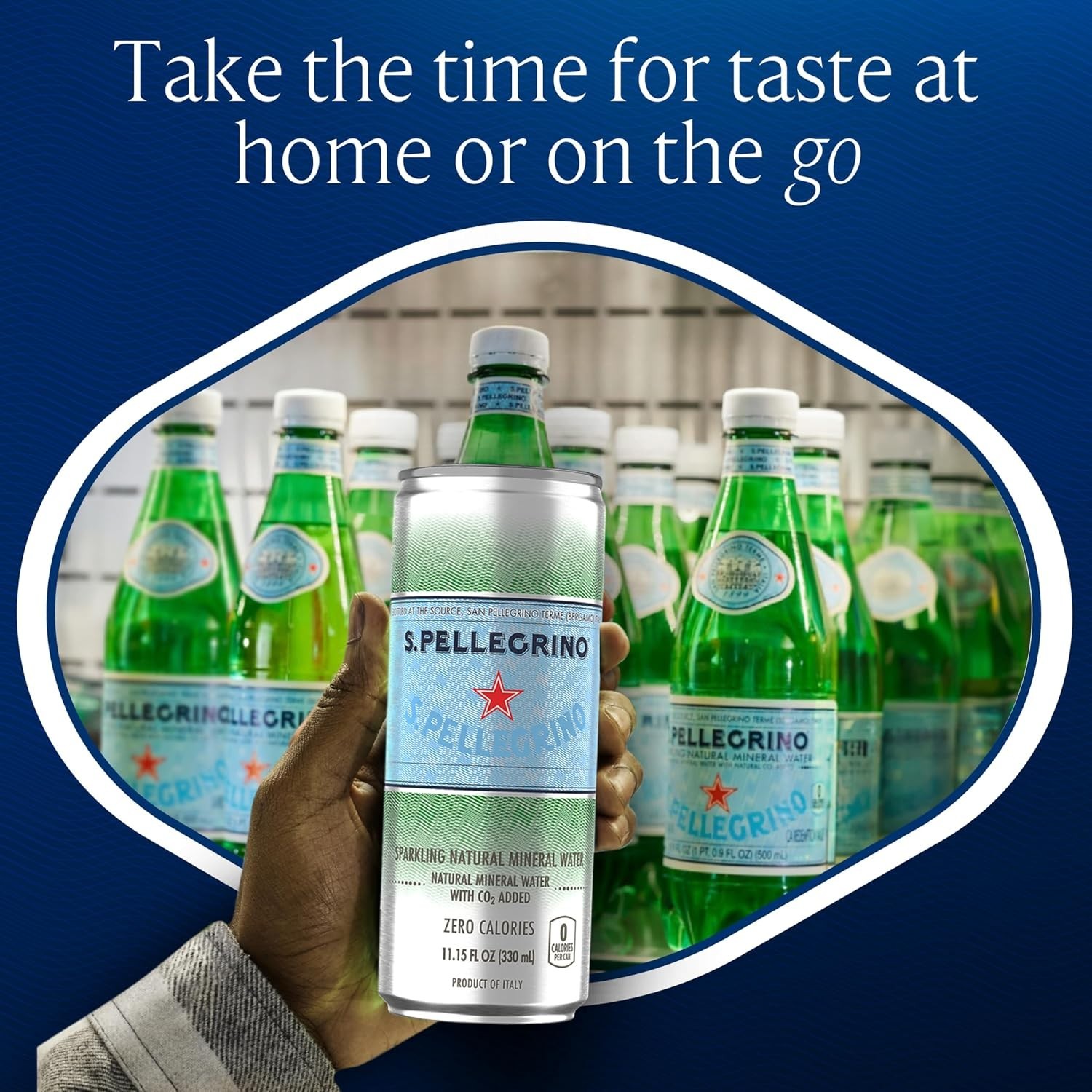 Calorie-Free Sparkling Mineral Water – Italian Taste, 24 x 11.15 Oz Cans