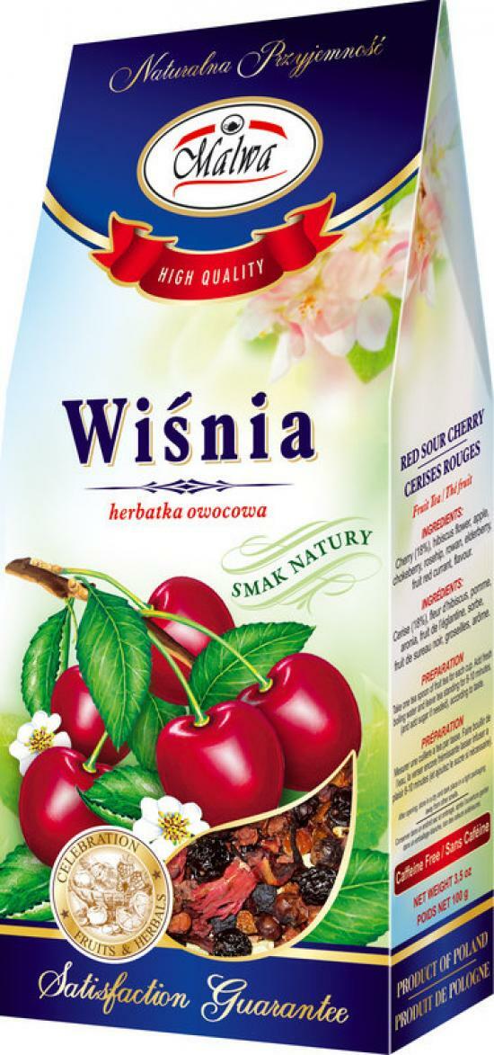 Malwa Wisnia RED SOUR CHERRY Polish Dried Fruit Coars Tea Poland 100g